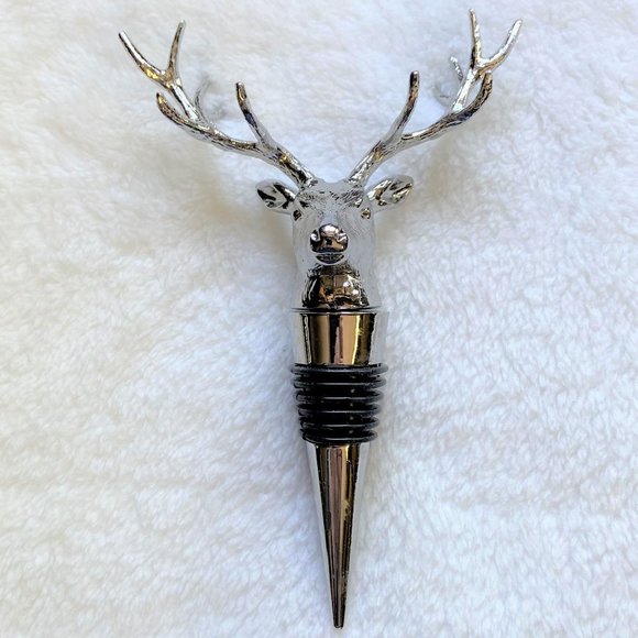 NWOT Bottle Stopper - Silver Colored 12-Point Buck Deer - Picture 2 of 9